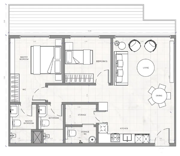 Планировка квартиры: 2 спальни, тип 2RA