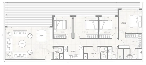 Планировка квартиры: 4 спальни, тип 4A